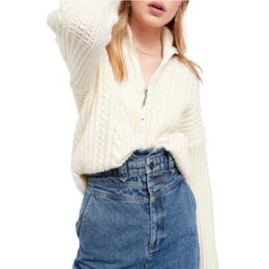 Urban Outfitters Turtleneck Cable-knit Longsleeve Ribbed Crop Sweater
